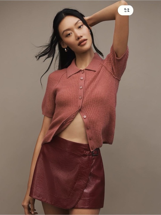 Pilcro Sweaters - Pilcro | Anthropologie | Short-Sleeve Polo Cashmere Sweater in Dusty Rose | Sz M